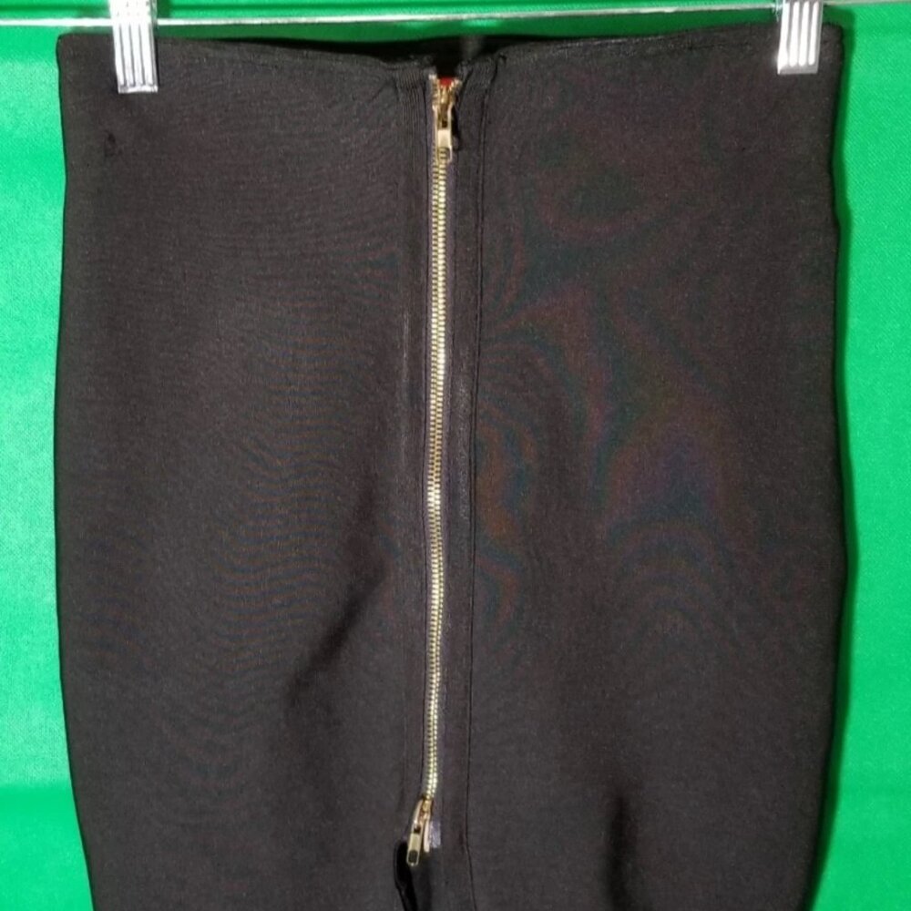 WOW COUTURE Midi Skirt‎ High Waist Pencil Stretch Front Zipper Size Small Retro